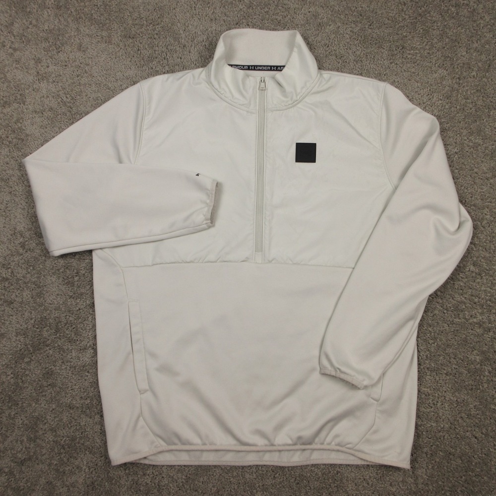 Under Armour Sweater Mens XL Beige Storm Performance Fleece Quarter Zip Pullover